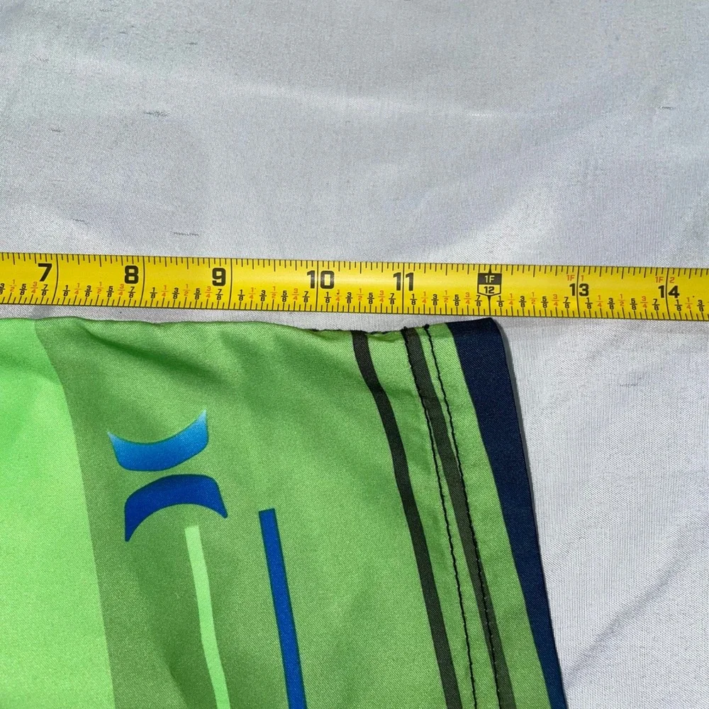 Hurley Mens Board Shorts Size 38 Green Blue Striped Swim Trunks